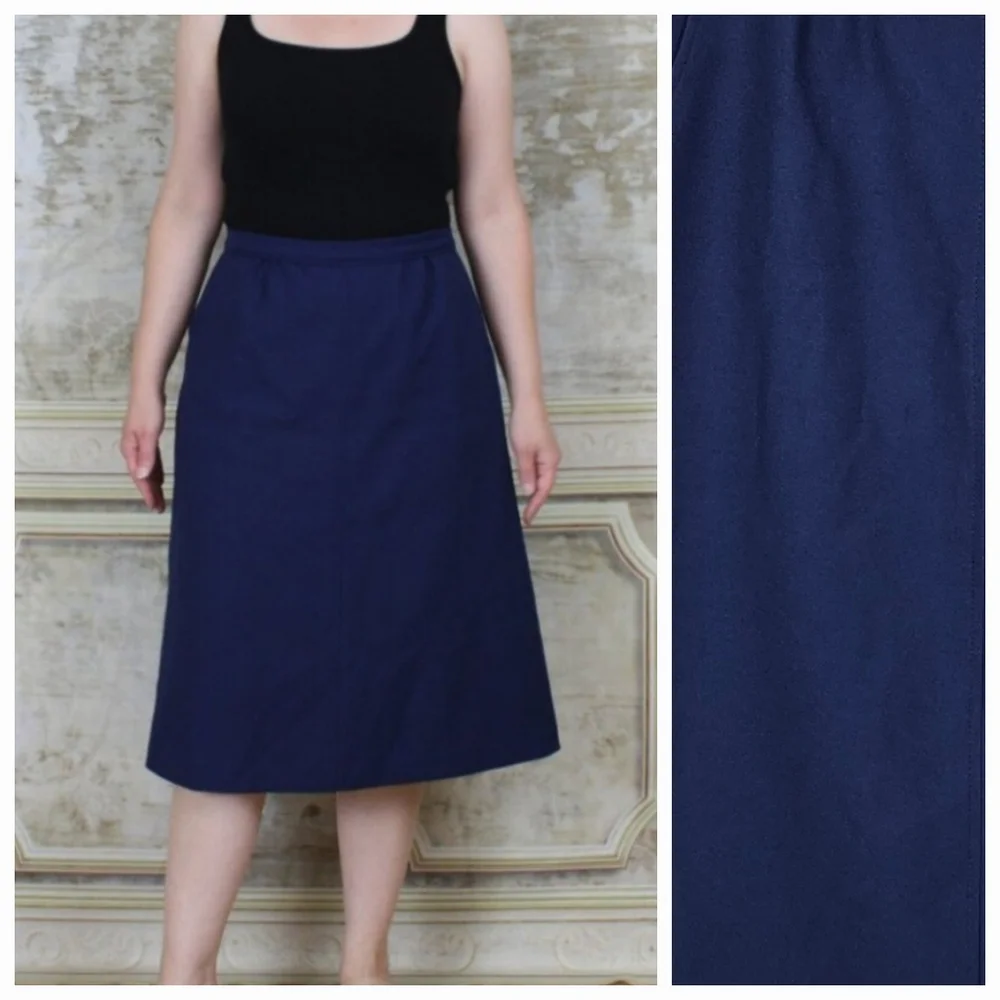 Vintage Levis Navy Blue Skirt M A-Line Levi Strauss & Co Levis Midi Office 80s